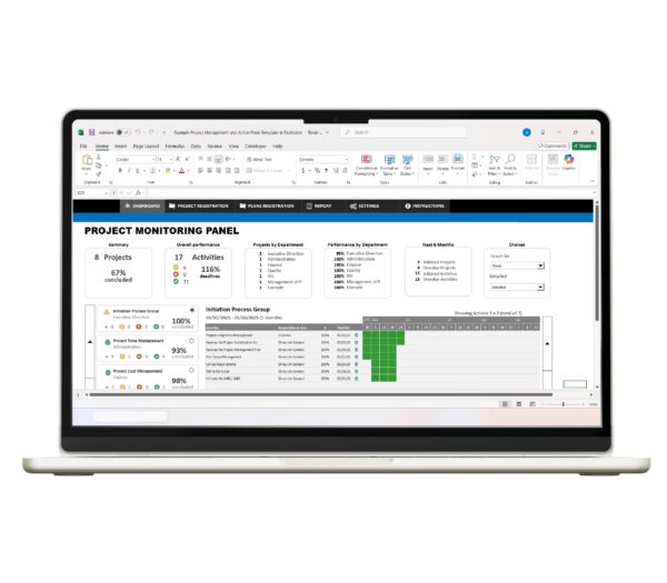 Project Management Excel template with action plans for efficient task tracking