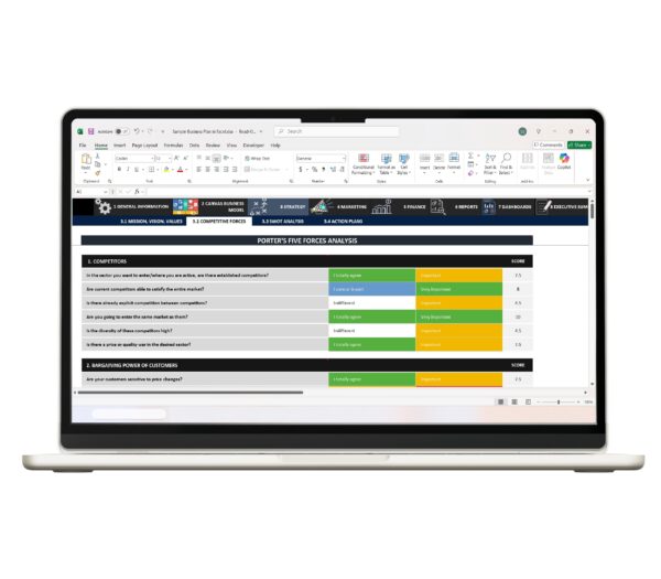 Editable Business Plan in Excel with financial projections and strategy outline