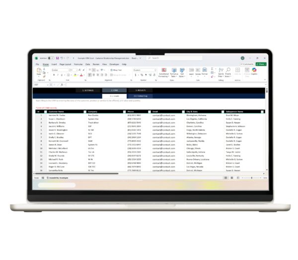 Pre-designed CRM spreadsheet template in Excel for effective customer data organization
