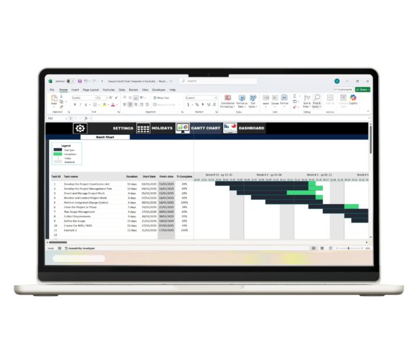 Gantt Chart in Excel | Excel Gantt Chart template demonstrating project timeline visualization