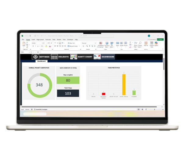 Screenshot of a Gantt Chart created in Excel for project management