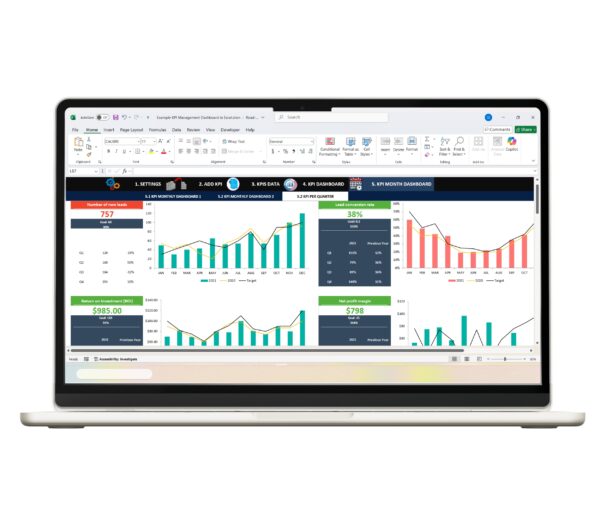 Excel-based KPI dashboard template for monitoring company KPIs