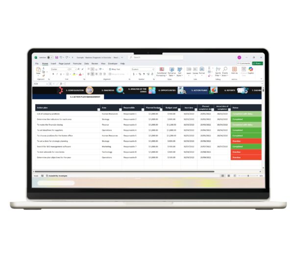 Business health assessment in Excel file