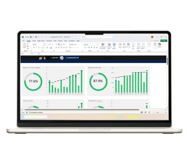 Free KPI Dashboard Excel template with performance metrics
