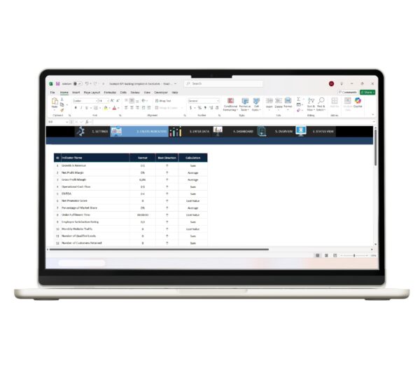 Customizable KPI tracker Excel file for performance analysis