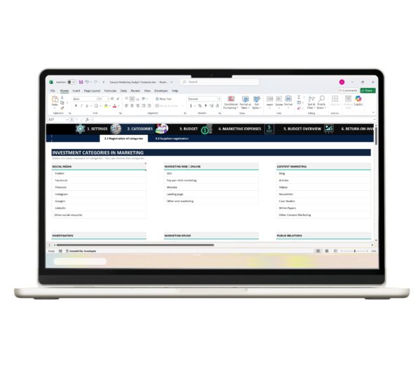Marketing budget spreadsheet template in Excel for marketing campaigns