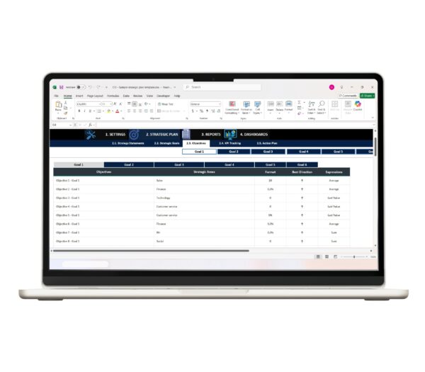 Visual Guide to Strategic Planning in Excel with Action Plan Layout
