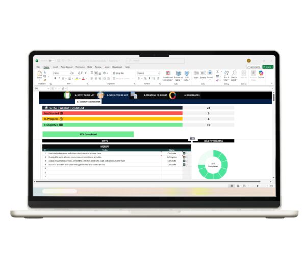To-Do List in Excel | Screenshot of an Excel To-Do List Template for task management and organization