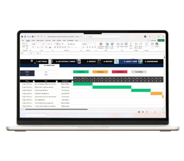 Gantt chart for project timeline in Excel