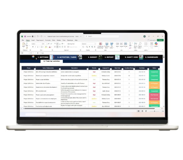 Task assignment and progress in Excel