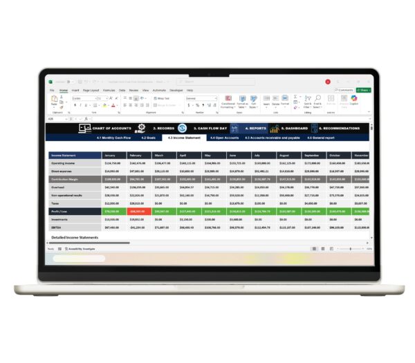 Excel cash flow management sheet template