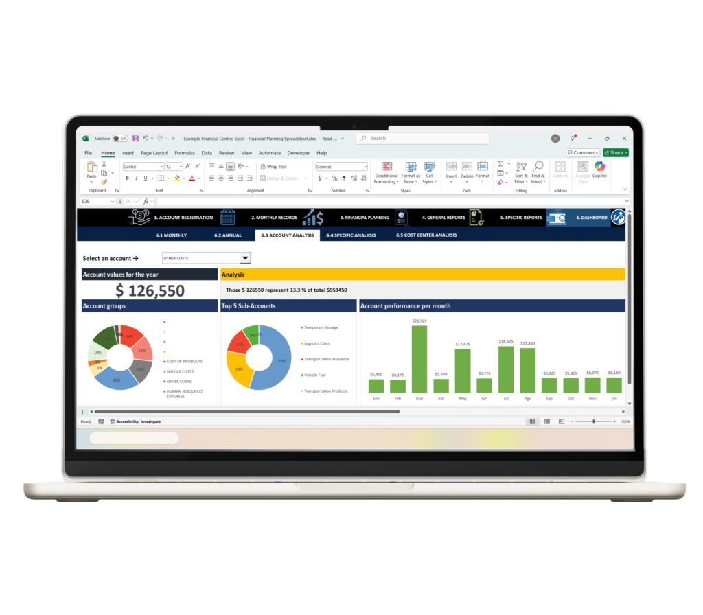 Financial Control Excel | Financial Planning Spreadsheet | Excel Projects