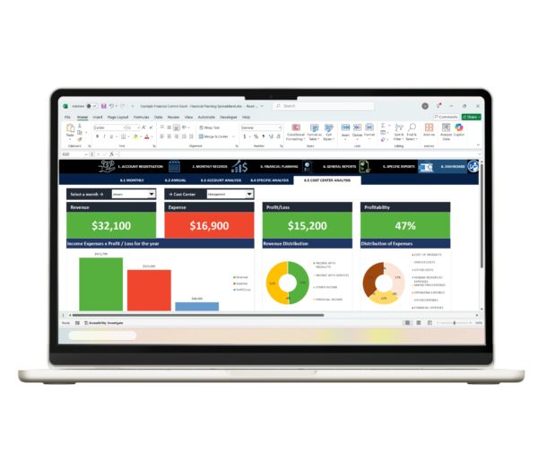 Financial control template with smart reports