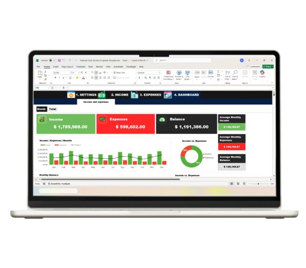 Excel spreadsheet for tracking income and expenses