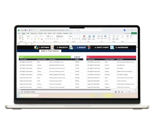 Excel project management sheet for teams