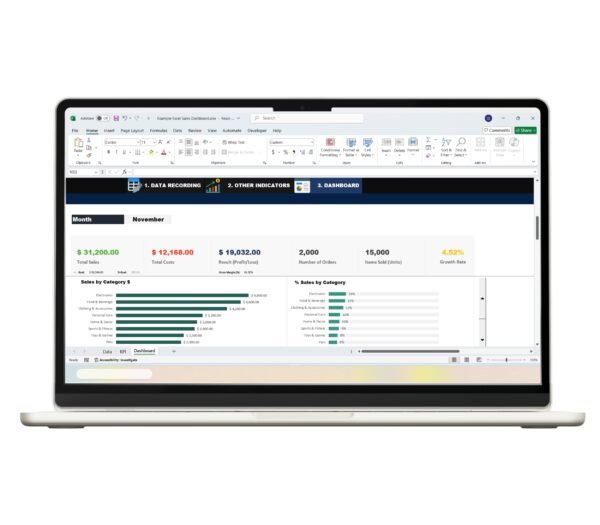 Visual sales performance dashboard in Excel