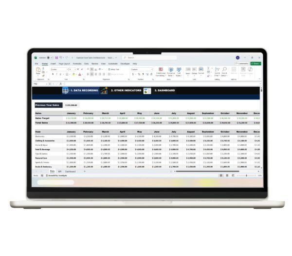 KPI-focused Excel sales dashboard template